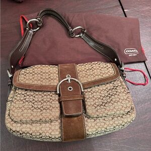 Coach Brown Suede Signature C Soho Shoulder Bag